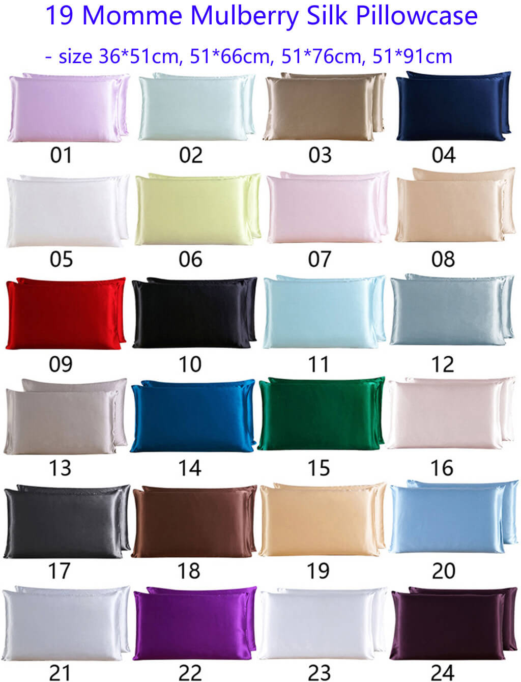 Pillowcase Color List silk Pillowcase List